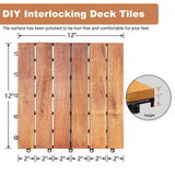 PrimeZone 108 PCS FSC Certified Acacia Wood Interlocking Deck Tiles - 12" x 12" Waterproof Indoor Outdoor Patio Flooring Decking Tiles for Balcony, Backyard & Poolside, All Weather Use, Natural Wood PrimeZone
