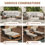PIZZELLO 8 Pieces Outdoor Patio Furniture Sets, Outdoor Conversation Sets Sectional Sofa with 6" Thick Cushions and 2 Coffee Tables, Convertible Modular Patio Sofa for Backyard, Garden, Deck PIZZELLO