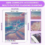 Skyboda Beach Sunset Diamond Art Kits for Kids Beginners, Butterfly Diamond Painting Kits for Adults, 5D DIY Full Drill Diamonds Craft for Adult Gem Arts Gifts, Home Wall Decor 12x16inch Skyboda