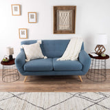 Lavish Home End Tables Set of 2 - Nesting Tables with Removable Wood Tops and Metal Basket Bases for Blanket Storage - Round Side Furniture for Living Room, Bedroom, or Home Office (Cherry/Black) Lavish Home