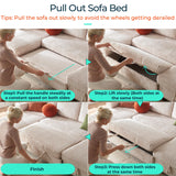 LINSY HOME Sectional Sleeper Sofa with Pull Out Couch Bed - Convertible Plush Corduroy Cloud Couch with Storage Chaise & USB Charging, Comfy L Shaped Modular Couches for Living Room Apartment, Beige LINSY HOME