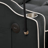 KTATK 1 Versatile Foldable Loveseat Sofa Bed in 3 Lengths,with Adjustable Back and USB Port,Modern Velvet Pull-Out Couch Bed,w/Ashtray & Swivel Phone Stand,for Living Room,Bedroom,Black KTATK