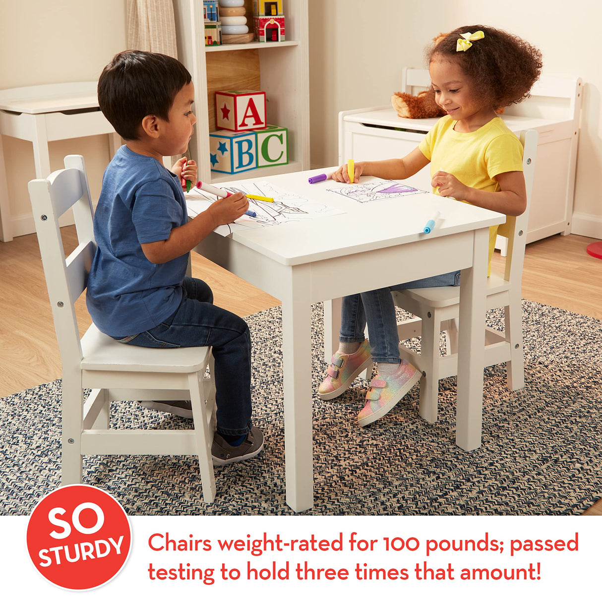 Melissa & Doug Wooden Table & Chairs - White Melissa & Doug