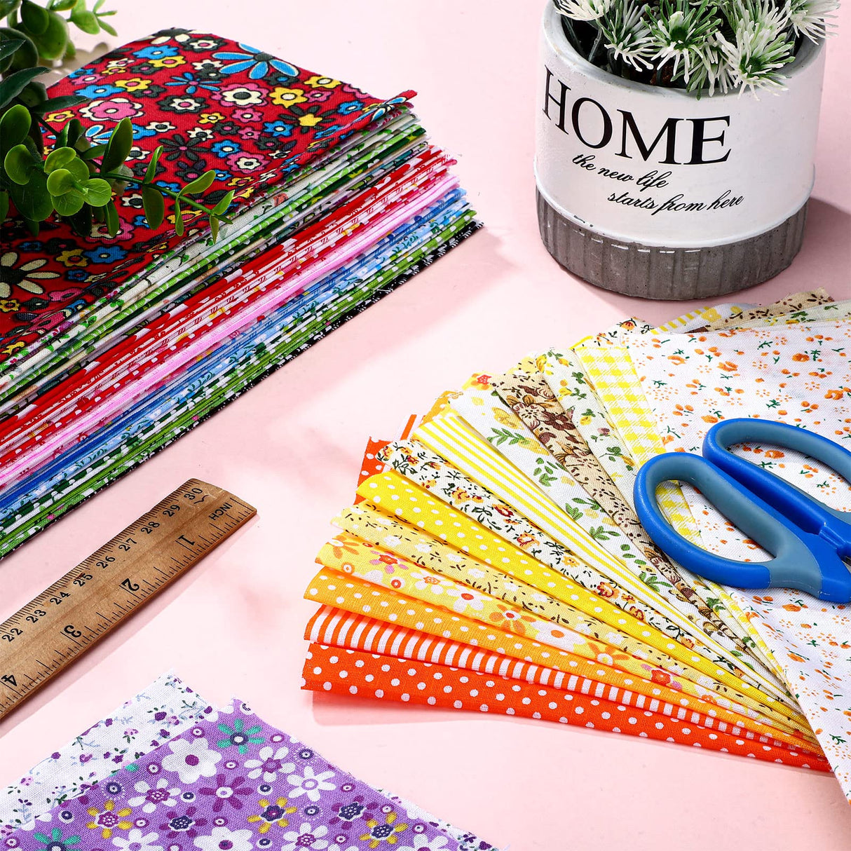 Tudomro 100 Pieces 10 x 10 Inches Cotton Fabric Squares No Repeat Patchwork Quilting Fabric Bundles Layer Precut Quilt Material for DIY Craft Sewing Cloths Handmade Accessories(Floral) Tudomro