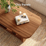 LITTLE TREE 47.2" Coffee Table, 2-Tier Coffee Table with Storage, Safe Rounded Corners, Square Modern Farmhouse Table for Living Room, Bedroom, Kids Room, 47.24" W x 23.62" D, Brown LITTLE TREE