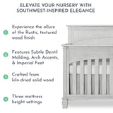 Evolur Santa Fe 5-in-1 Convertible Crib in Antique Mist, Greenguard Gold Certified, Features 3 Mattress Heights, Wooden Nursery and Bedroom Furniture, Baby Crib Evolur
