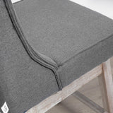 HOMCOM Counter Height Bar Stools Set of 2, 180 Degree Swivel Barstools, 27" Seat Height Bar Chairs with Solid Wood Footrests and Button Tufted Design, Gray HOMCOM