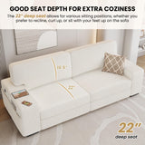 Yaheetech 83.5" W Modern Sofa Couch 2 Seater Corduroy Fabric Sofa with USB Charging Ports & Side Storage Pockets for Living Room Apartment, Ivory Yaheetech