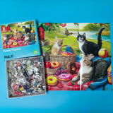 500 Piece Puzzles for Adults - Difficult Jigsaw Puzzles for Adults Challenging - Picnic Kittens and Donuts Mulic