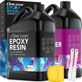 Clear Pour 1 Gallon Epoxy Resin Kit - Premium Clear Epoxy Resin for Countertop, Table Top, Art, Craft, DIY, Tumblers, Wood & Resin Molds (0.5 Gallon x 2) Clear Pour