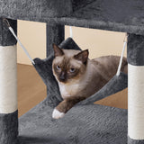 Yaheetech 64.5in Extra Large Multi-Level Cat Tree Kittens Play House Condo with Platform, Perch Hammock & Scratching Posts, Dark Gray Yaheetech
