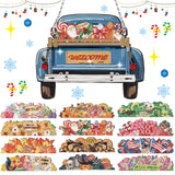 Menkxi 13 Pcs Seasonal Interchangeable Diamond Art Fall Thanksgiving Diamond Art Christmas Painting Kits Hanging Sign Seasonal Interchangeable Truck DIY Craft Decoration for Front Door(Blue) Menkxi