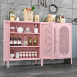 Fumedo 2 Mesh Door Metal Storage Cabinet for Bed Room,Living Room,Home,Hotel,Office,Garage,Kitchen,3-Tier,2 Removable Shelves (Mesh Door Cabinet, Pink) Fumedo