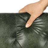 Joveco Storage Ottoman Rectangular Tufted Upholstered Ottomans with Rivet, Footrest Footstool Seat with Wood Legs for Living Room Bedroom (Black Green) Joveco