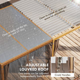 Outsunny 12' x 19' Louvered Pergola Hardtop Gazebo with Adjustable Aluminum Roof and Frame, Outdoor Pergola with Curtains and Netting, for Garden, Lawn, Backyard, and Deck, Wood-Like Outsunny