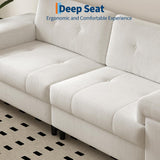 85 in Modern 3-Seater Sofa for Living Room,Chenille Fabric Deep Seat Couch with Adjustable Wide Armrests & Plush Button-Tufted Back, Comfortable Living Room and Bedroom Sofa, Easy Assembly（Beige） Garvee