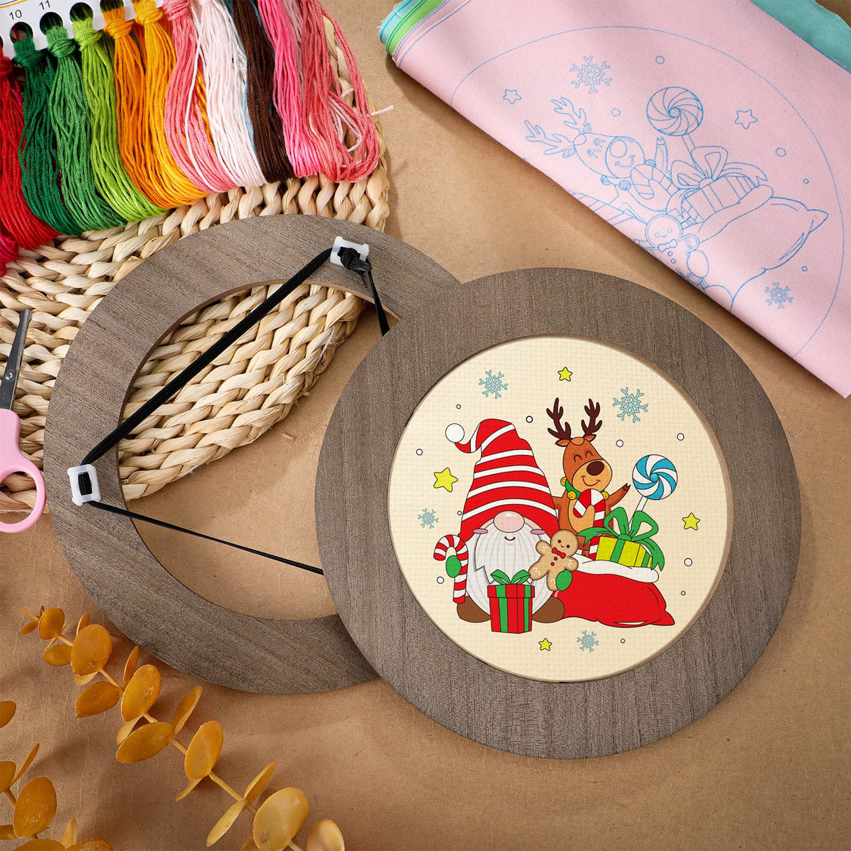 Weysat 4 Pcs 6 Inch Wood Embroidery Hoop Frame Round Wooden Embroidery Wood Display Frame Circle for Finished Cross Stitch Hoop DIY Art Craft Sewing Ornaments Weysat