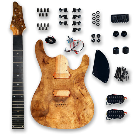 BexGears DIY 7 String Electric Guitar Kits Burl poplar veener top okoume Body maple neck & composite ebony fingerboard You Build The Guitar BexGears
