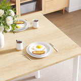 VECELO Kitchen Table and Chairs for 4, Dining Room Set with Chairs/Stools, Heavy-Duty Metal Frame with Wooden Tabletop for Small Spaces, Easy Assembly, Natural Oak VECELO