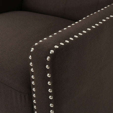 AMNOOI Classic Fabric Push Back Recliner Chair – Premium Birch Wood Legs & Riveted Armrests for Timeless Comfort | Modern & Traditional Home Decor (Coffee) AMNOOI