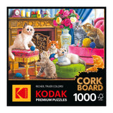 RoseArt - Kodak Cork - Kittens by The Fireplace - 1000 Piece Jigsaw Puzzle for Adults RoseArt