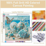 bleihum Diamond Art Kits for Adults Beach- Heart Diamond Painting Kit, 5D Landscape Gem Art, DIY Full Round Drill Gem Painting Crafts for Home Wall Decor Gifts(14x4inch) bleihum