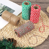4 Rolls Natural Jute Twine, Red, Green & White - 70m/Roll Joyberg