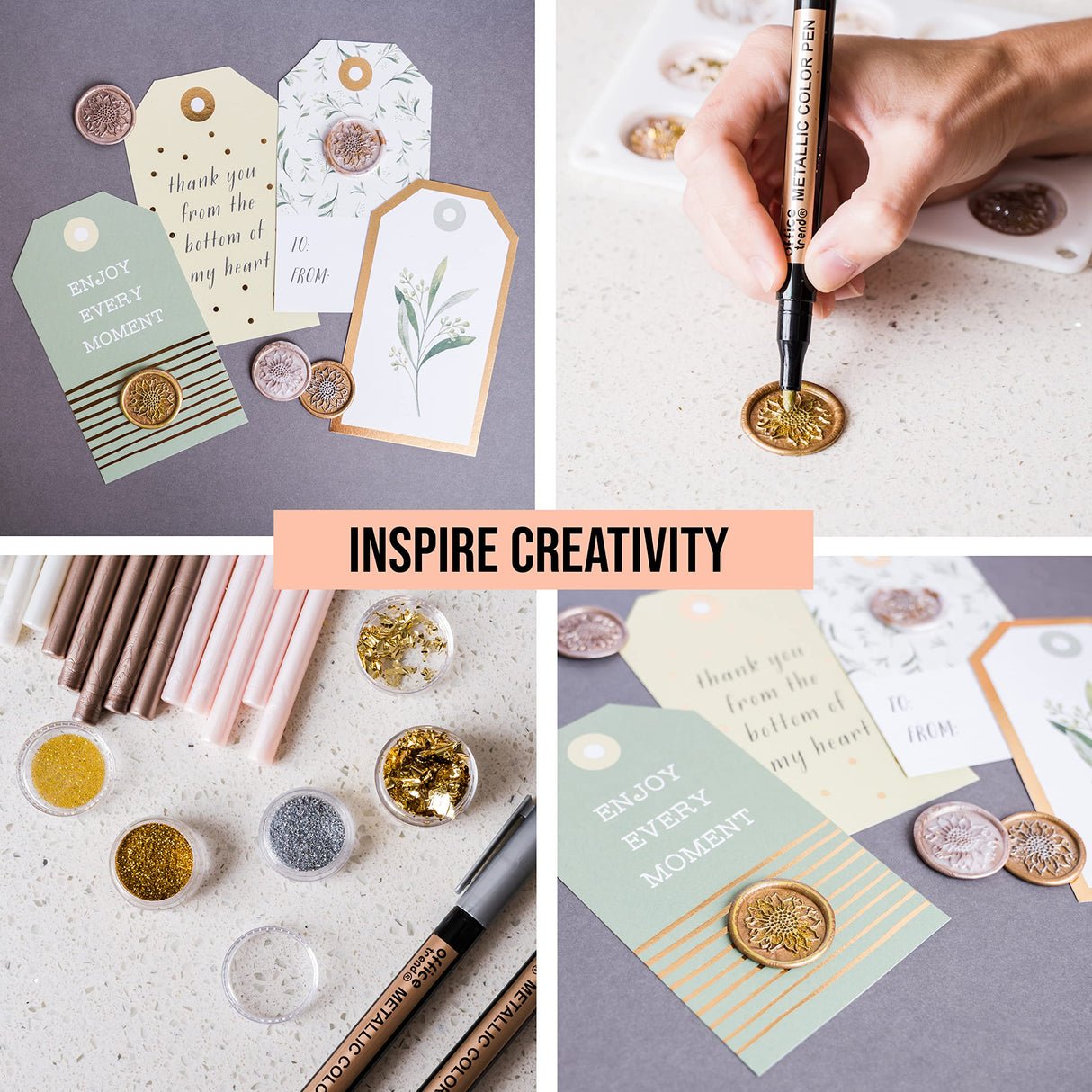 Hoppler Premium Wax Seal Kit with Seal Gun, Wax Sticks, a Flower Stamp, 12 Cavity Silicone Mold, and Extra Additions to Make Seals Stand Out and Make Invitations in Bulk. HOPPLER