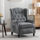 Oprisen Push Back Recliner Mid-Century Modern Accent Chair Single Reading Chair Tufted Button Arm Chair for Living Room w/Heat Massage/Side Pockets (1 PC, Gray) Oprisen