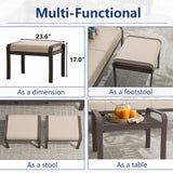 ASJMR 10-seat Aluminum Patio Furniture Set with Fire Pit Table, L-Shaped Sectional Sofa with 5.1" Cushions, High Backrest & 2 Footstools, Durable Outdoor patio Furniture Set, Backyard, Poolside - Sand ASJMR