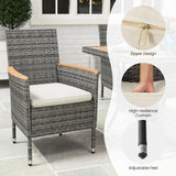 Wisteria Lane Patio Dining Sets for 8, All Weather Rattan Outdoor Table and Chairs with Acacia Wood Tabletop, Patio Dining Furniture with Removable Cushions for Deck Garden, Backyard, Gray Wisteria Lane