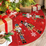 Christmas Tree Skirt 48 Inch Red Xmas Winter Tree Skirt Nutcracker Christmas Tree Skirt Collar Xmas Decoration Tree Mat Rustic Christmas Decorations for Home Office Winter Holiday Party Decor Fayoo