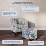 BELLEZE Accent Chair with Ottoman, Curved Back Living Room Chair, Stylish Barrel Club Chair and Footrest Set, Upholstered Round Tub Reading Chair for Bedroom - Lydia (Blue Coral) BELLEZE