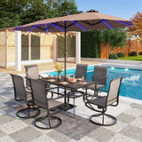 PHI VILLA 13ft Large Patio Umbrella with Solar Lights, Double-Sided Outdoor Market Rectangle Umbrella with 120 PCS LED Lights, Beige (No Base) PHI VILLA