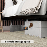 iPormis Twin Size Floating Bed Frame with LED Lighting and Charging Station, Metal Platform Design, Noise-Free Assembly, Black iPormis