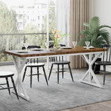 AMICLIBER Farmhouse Dining Table for 6-8 People, 70.8 Inch Rectangular Wood Dining Table, Rustic Kitchen Table with Extra Heavy Duty Metal Legs for Dining Room - Rustic Oak/White AMICLIBER