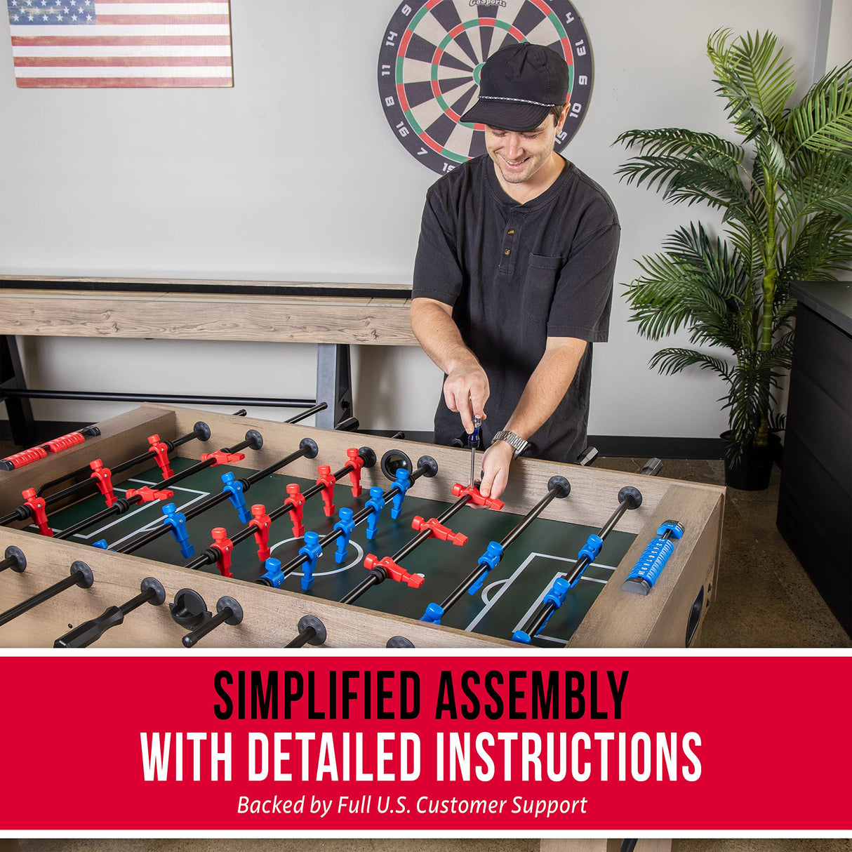 GoSports 54 Inch Full Size Foosball Table - Includes 4 Balls and 2 Cup Holders – Black, Oak, or White GoSports