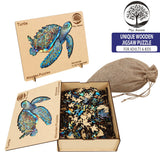 MYS Aurora Wooden Puzzles, Sea Turtle Jigsaw Puzzles 200 Pieces, Unique Shaped Wooden Puzzle for Adults and Kids, Birthday Gift Family Game 9.2 x 11.2 Inch Mys Aurora
