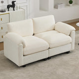 67'' Modular Loveseat Sofa, Extra Deep Seat Cloud Couch for Living Room, Corduroy Deep Seat Sofa with Armrest Pillows, Center Stitched, Beige Hatppto