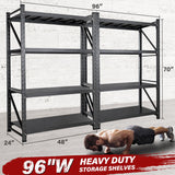 Set of 2 48" Wide Heavy Duty Garage Shelving Units,3000LBS 24 Deep Storage Shelves,Metal Garage Shelves,Large Storage Rack,Steel Shelf,Industrial Shelving for Shop,Warehouse,48" W x 24" D x 70" H SISESOL