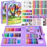 2 Pack Art Kit, Vigorfun Drawing Painting Art Supplies for Kids Girls Boys Teens, Gifts Art Set Case Includes Oil Pastels, Crayons, Colored Pencils, Watercolor Cakes (Purple) VigorFun