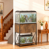 Piskyet 20-29 Gallon Fish Tank Stand,Metal Frame Aquarium Stand,Cabinet for Fish Tank Accessories,350Lbs,Rustic Brown Piskyet
