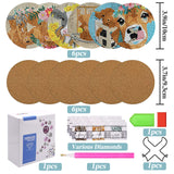 6PCS Diamond Painting Coaster with Holder, Farmhouse Cow Diamond Painting Art Coasters Kit, Highland Cattle DIY Drink Coaster with Cork Base Diamond Art Painting Coasters Kit for Adults Kids Beginners APCGSM