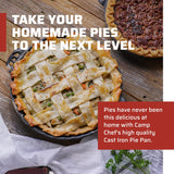 Camp Chef Cast Iron Pie Pan - True-Seasoned Cast Iron Pie Dish for Cooking & Camping Accessories - 10" Camp Chef