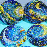8 PCS Moon Diamond Art Coasters Kits, Diamond Painting Coasters with Holder Set of 8, DIY Drink Coasters Art Crafts Supplies for Adults Cup Mat for Home Decor House Warming Gifts Non-Slip 3.9inch FOXKISS