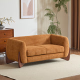 Christopher Knight Home Alma 63" Boucle Loveseat with Wood Legs, 2 Seater Sofa Couches for Living Room, Upholstered Couch Chair, Soft Seating Lounge Sofa Chair, Cozy Loveseat with Armrest, Caramel Christopher Knight Home