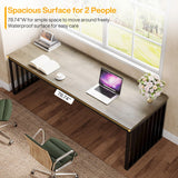 Tribesigns 78" Computer Desk, Extra Long 2-Person Desk with Metal Legs, Double Writing Table with Spacious Space, Industrial Wooden Office Desk, Large Study Desk Workstation for Home Office (Gray) Tribesigns