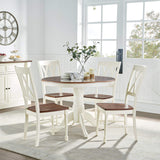 Crosley Furniture Shelby 5-Piece Traditional Round Dining Table Set for 4, Distressed White Crosley Furniture