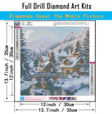 CHWGLFGG 5D Diamond Art Kits for Adults Beginners, Snowy Landscape Diamond Painting Kits, DIY Full Round Drill Winter Cabin Paint by Diamonds Dot Gem Art for Adults, Home Wall Decor 13.7X 13.7 Inch CHWGLFGG