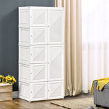 HOMCOM Portable Wardrobe Closet, Folding Bedroom Armoire, Clothes Storage Organizer with 6 Cube Compartments, 1 Hanging Rods, 8 Magnet Doors, White HOMCOM